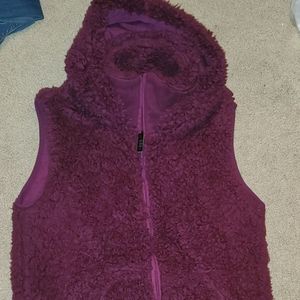 Purple long fur sherpa vest